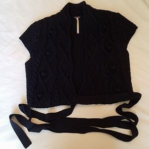 Free People black knitted crop sweater vest